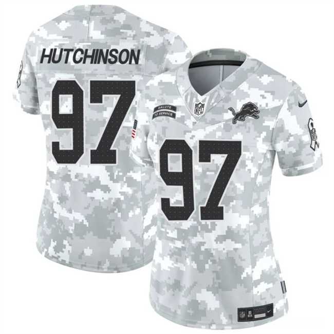 Women%27s Detroit Lions #97 Aidan Hutchinson 2024 F.U.S.E Arctic Camo Salute To Service Limited Stitched Jersey Dzhi->green bay packers->NFL Jersey